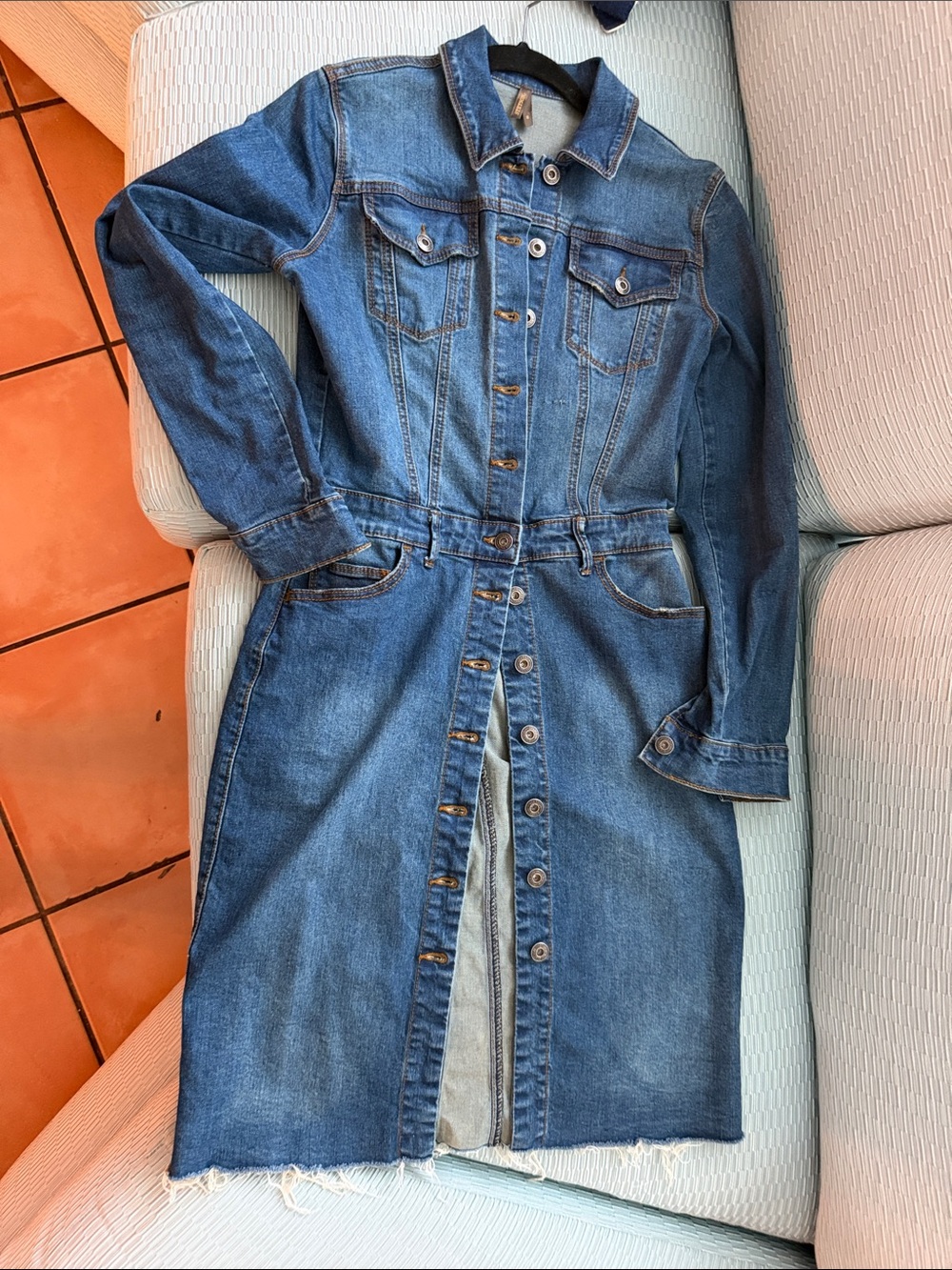 Stetson Blue Denim Dress with Contrast Stitching